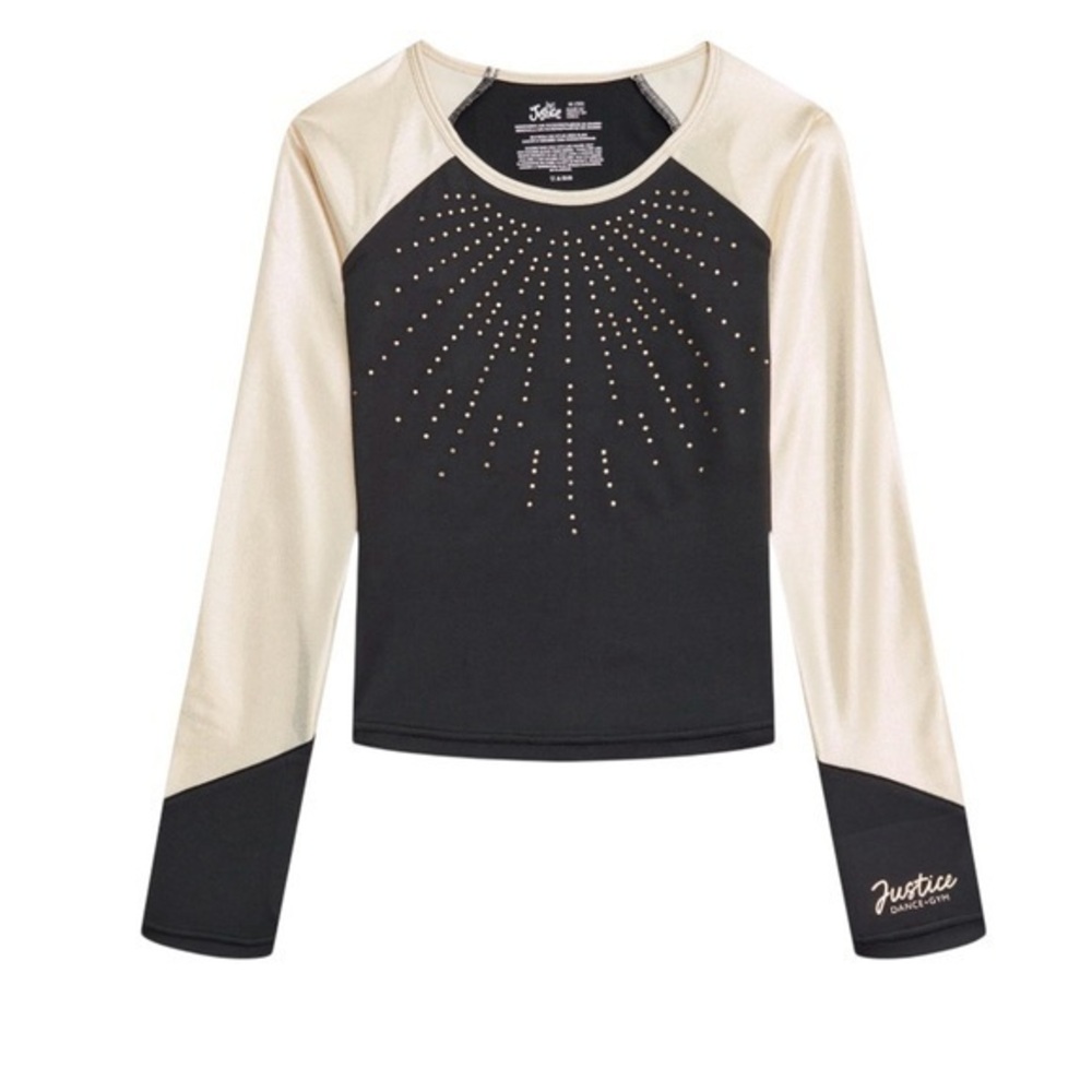 New Justice Girls Long Sleeve Cheer Dance Gymnastics Top Size X Large NWT